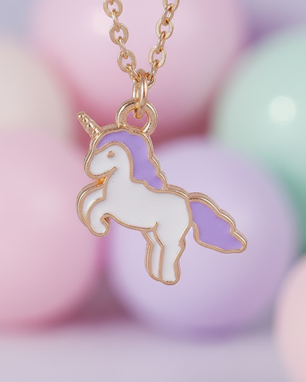 enamel unicorn necklace - detail