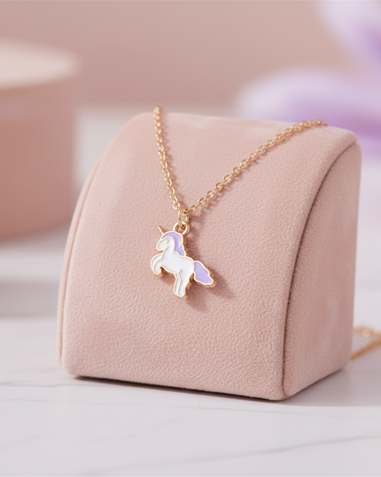enamel unicorn necklace - lifestyle