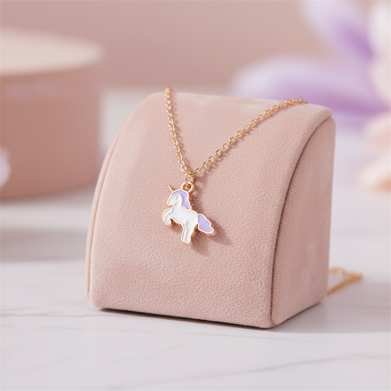 enamel unicorn necklace - lifestyle