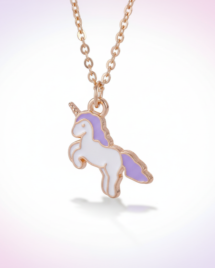 enamel unicorn necklace - white-bg