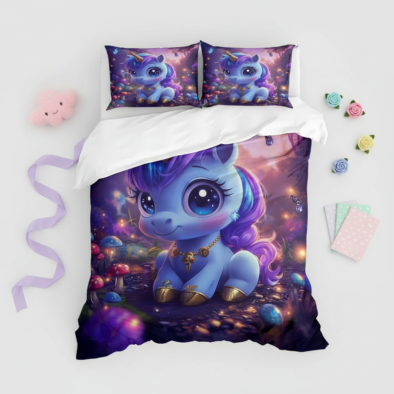 enchanted baby unicorn bedding - flat-lay