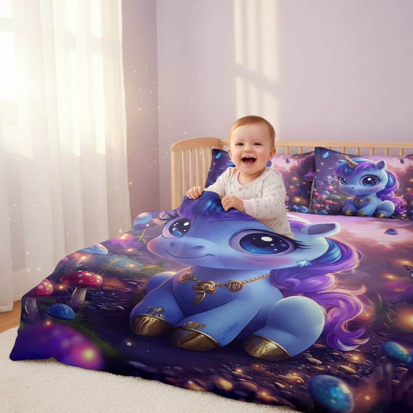 enchanted baby unicorn bedding - in-use