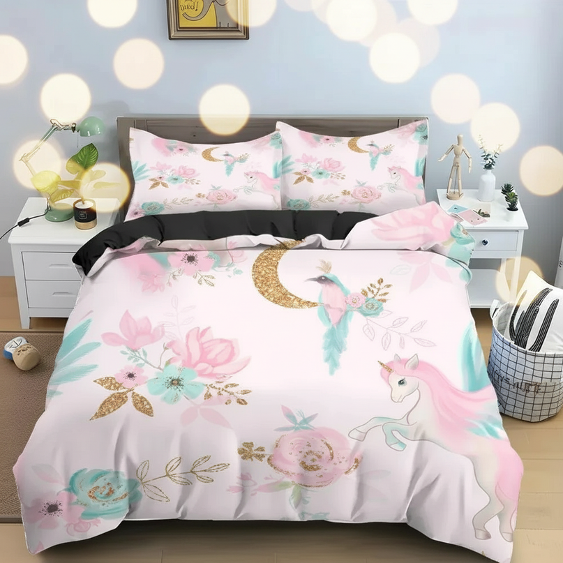 enchanted floral unicorn bedding - lifestyle