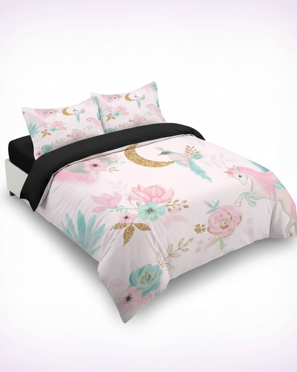 enchanted floral unicorn bedding - white-bg