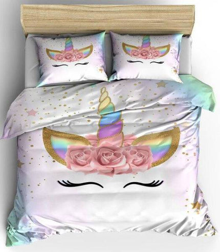 Kawaii Emoji Unicorn Bed Set