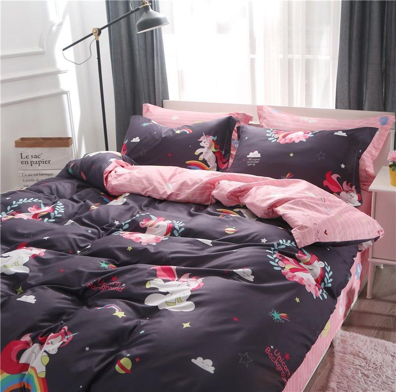 Pink Kawaii Unicorn Bed Set