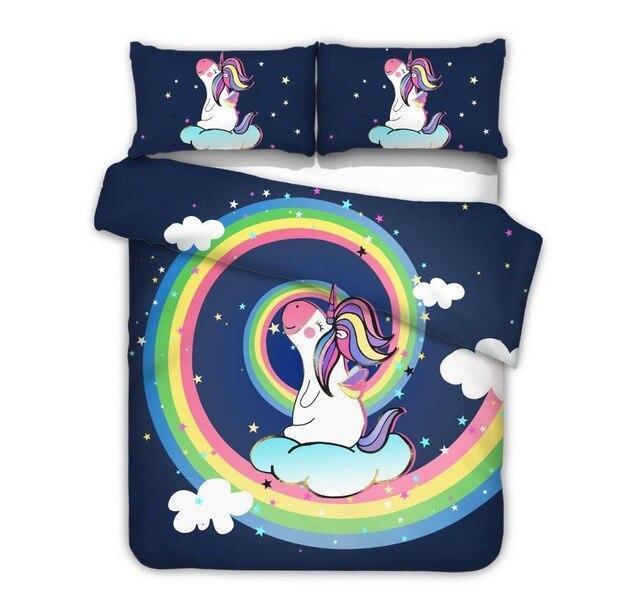 Navy Blue Unicorn Bed Set