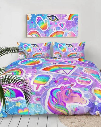 Rainbow Ice Unicorn Bed Set