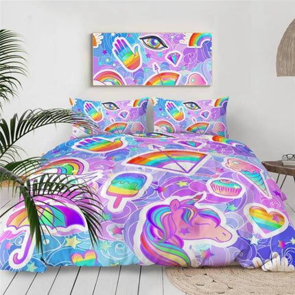 Rainbow Ice Unicorn Bed Set