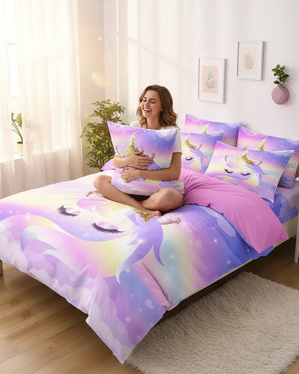 eyelash crown unicorn bedding - in-use