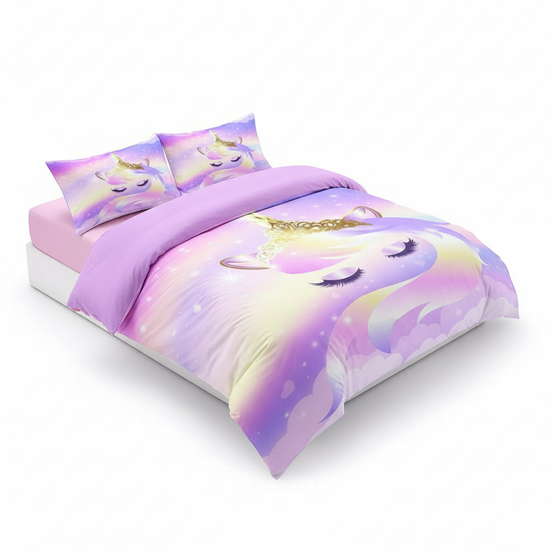 eyelash crown unicorn bedding - white-bg