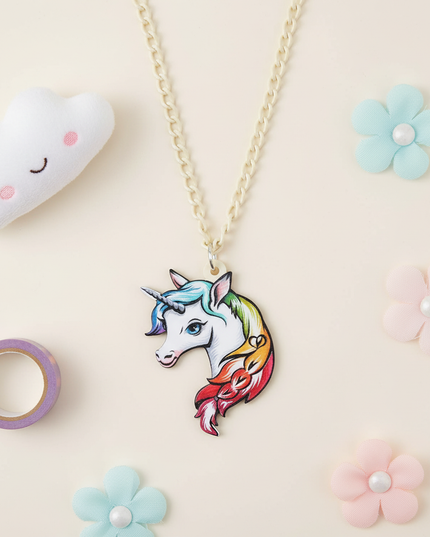 fabulous unicorn necklace - flat-lay