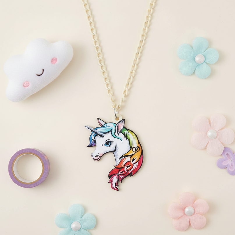 fabulous unicorn necklace - flat-lay