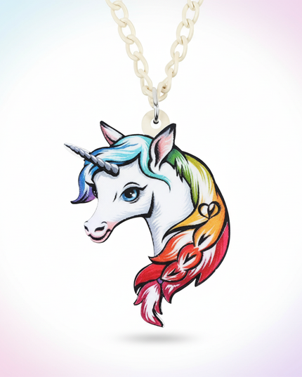 fabulous unicorn necklace - white-bg