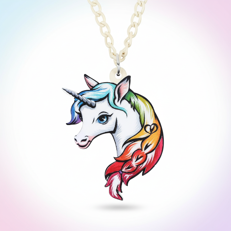 fabulous unicorn necklace - white-bg