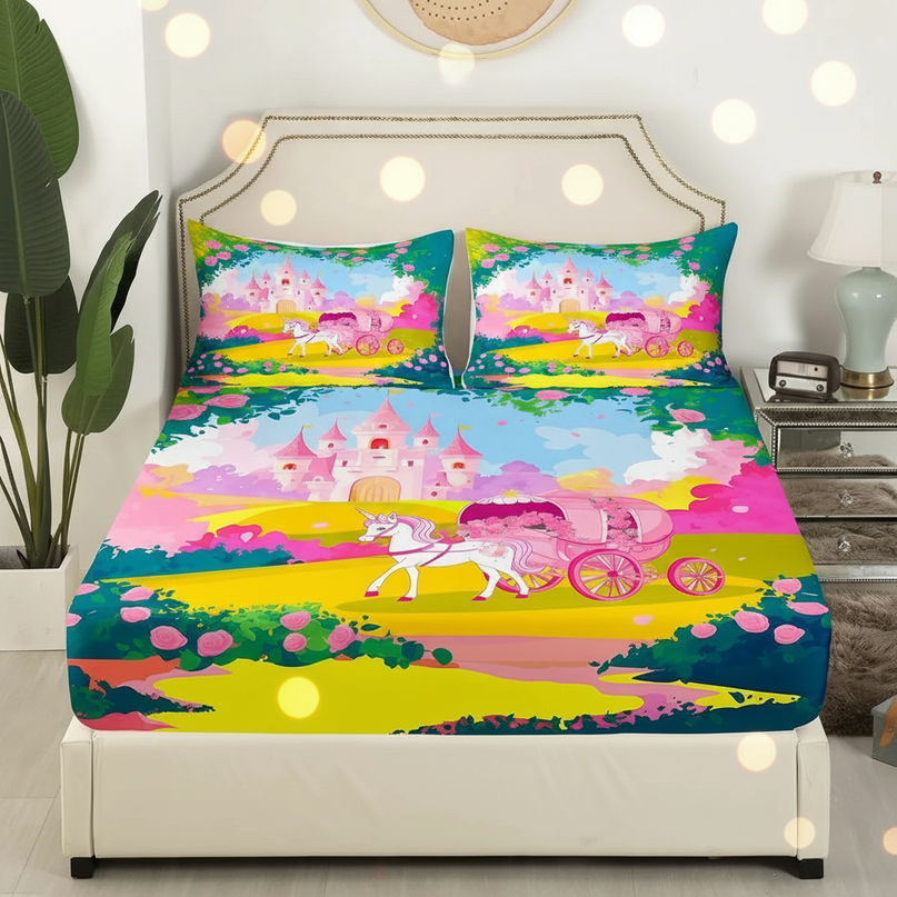 fairy tale carriage unicorn bedding - lifestyle