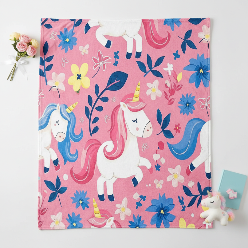 fairy unicorn throw blanket - flat-lay