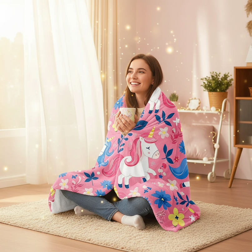 fairy unicorn throw blanket - in-use