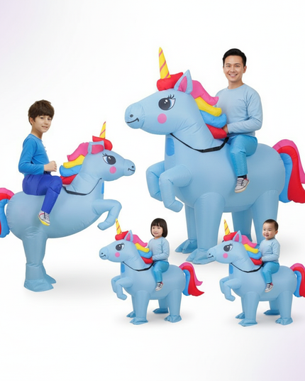 family set inflatable costume unicorn - white-bg