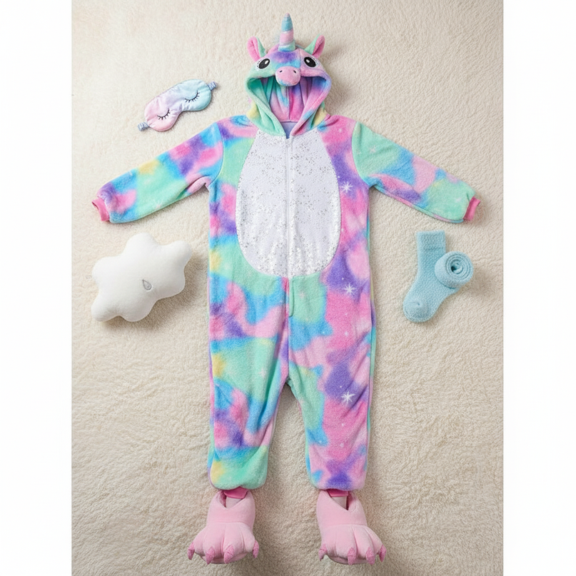 family unicorn onesies - flat-lay