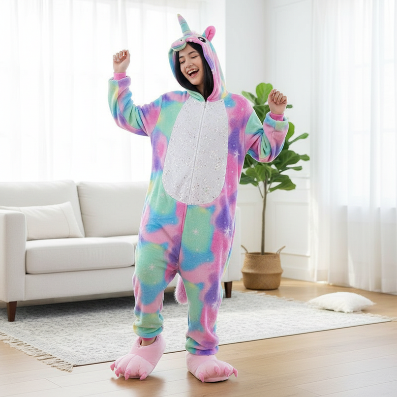 family unicorn onesies - in-use