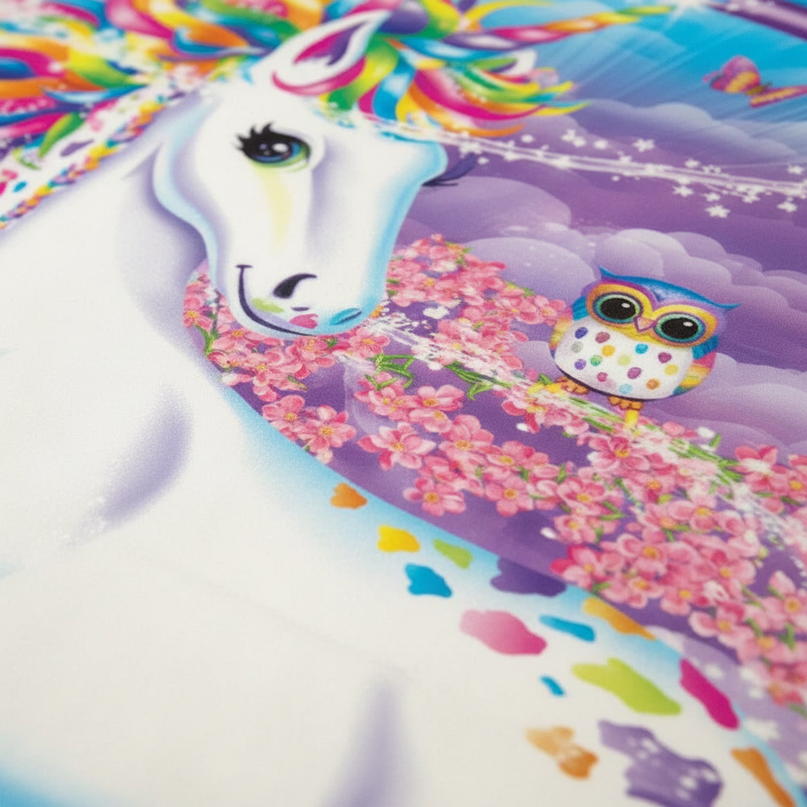 fantasy land rainbow unicorn bedding - detail