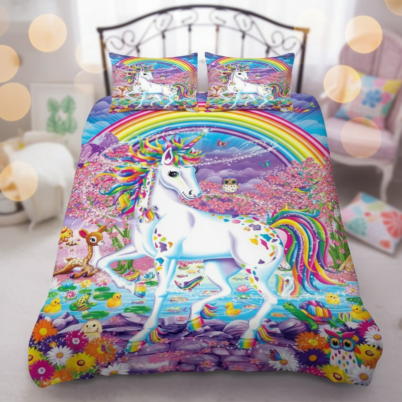 fantasy land rainbow unicorn bedding - lifestyle