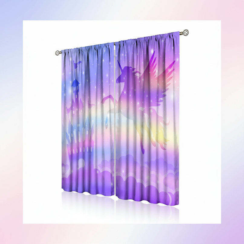 fantasy unicorn curtains - white-bg