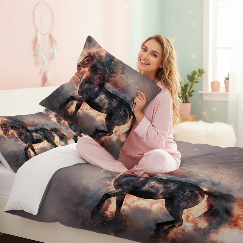 fire unicorn bedding - in-use