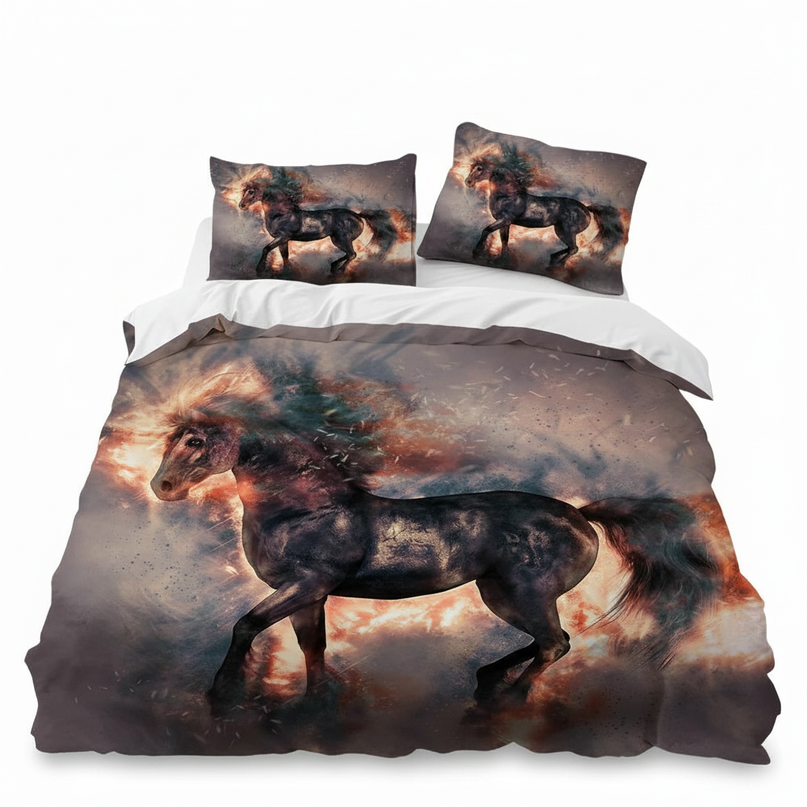 fire unicorn bedding - white-bg