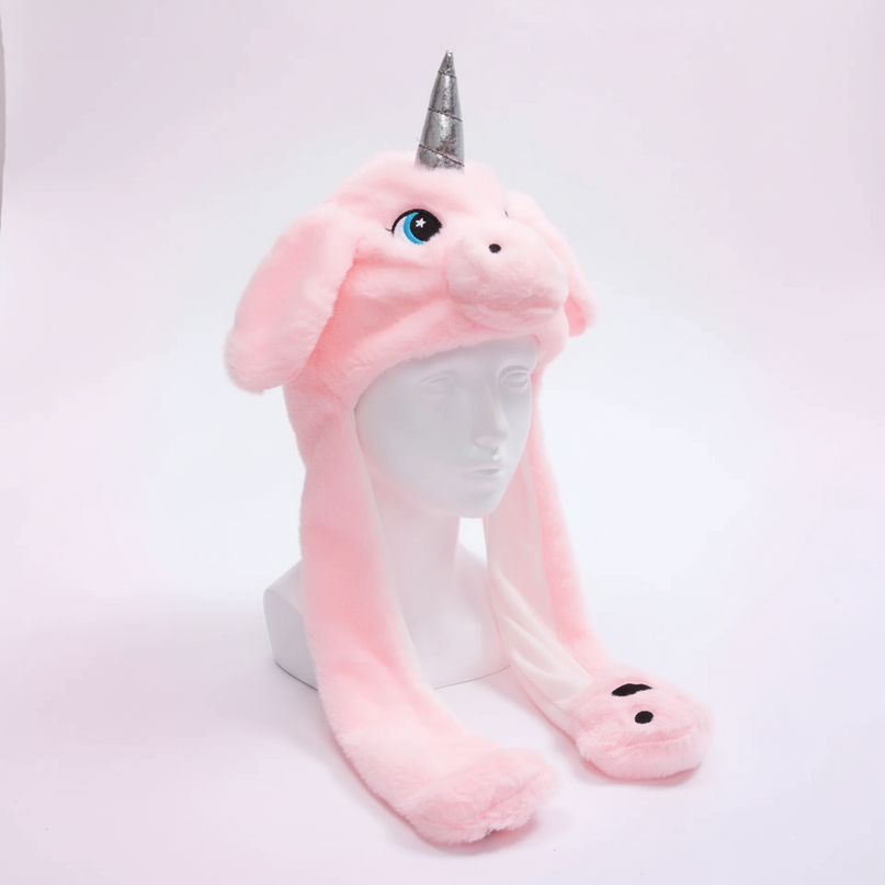 fleece unicorn hat - white-bg