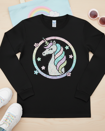 flip sequin unicorn shirt - flat-lay