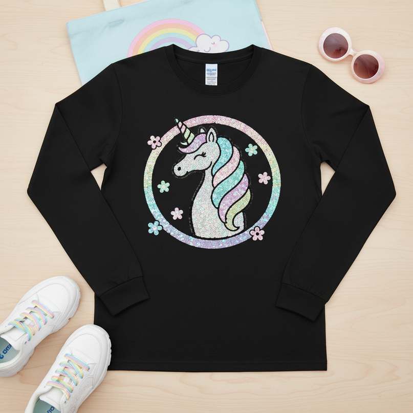 flip sequin unicorn shirt - flat-lay