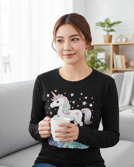 flip sequin unicorn shirt - lifestyle