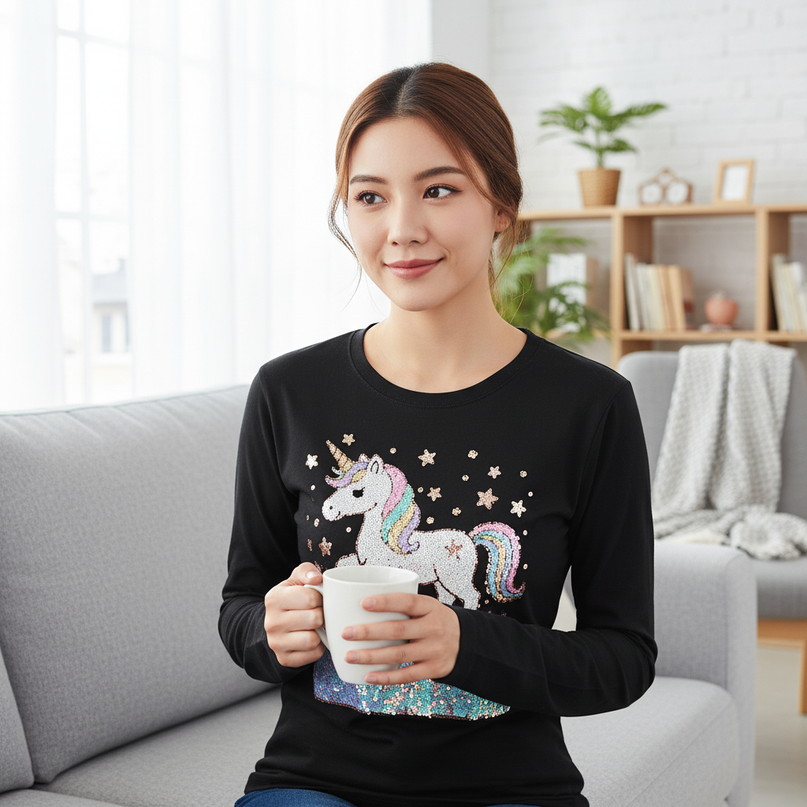 flip sequin unicorn shirt - lifestyle