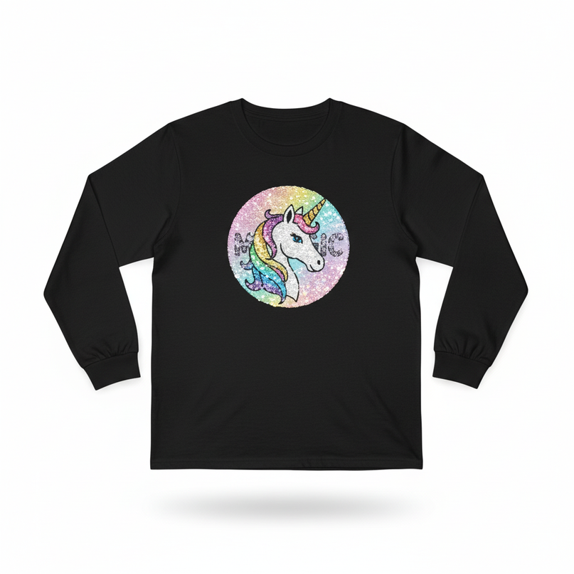 flip sequin unicorn shirt - white-bg