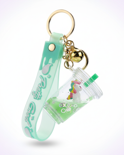 floating glitter unicorn keychain - white-bg