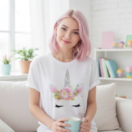 floral kawaii unicorn shirt - lifestyle