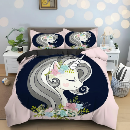 floral portrait unicorn bedding - lifestyle