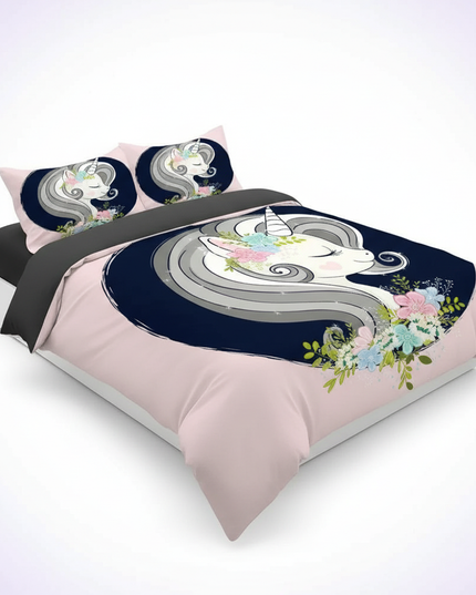 floral portrait unicorn bedding - white-bg