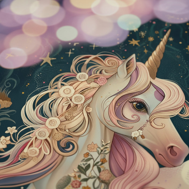 floral unicorn bedding - detail