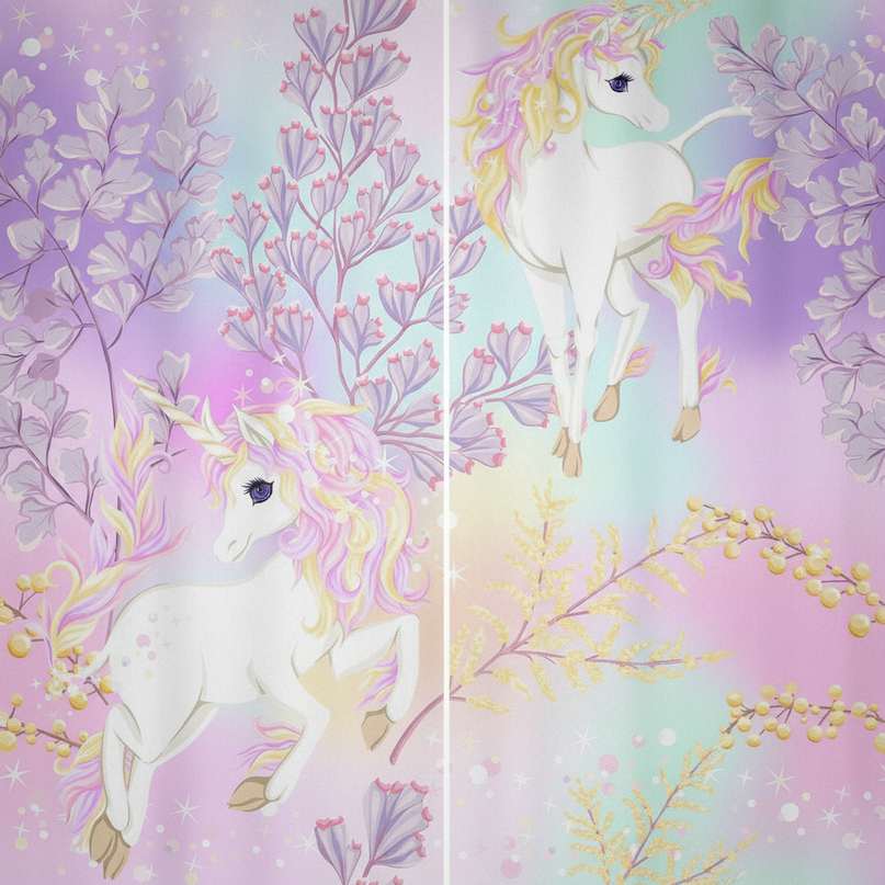floral unicorn curtains - detail