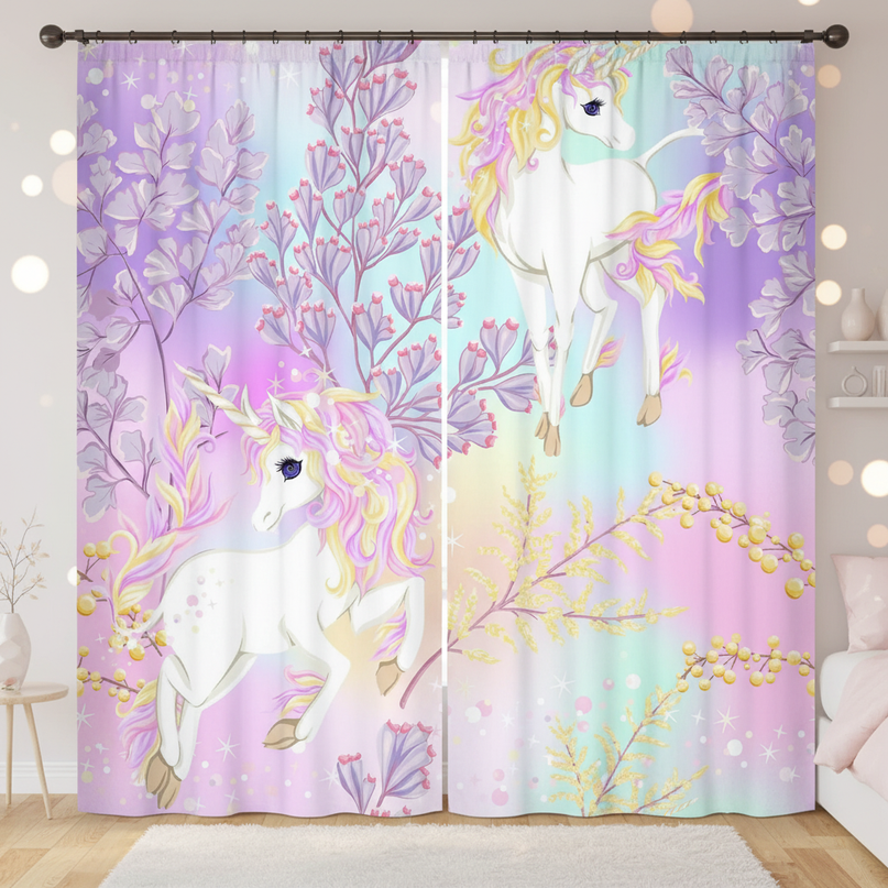 floral unicorn curtains - lifestyle