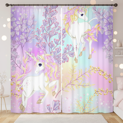 floral unicorn curtains - lifestyle