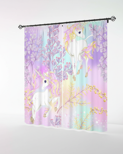 floral unicorn curtains - white-bg