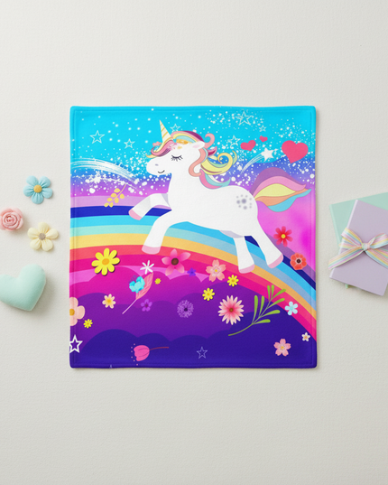 floral unicorn throw blanket - flat-lay