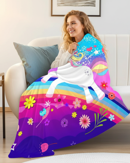 floral unicorn throw blanket - in-use