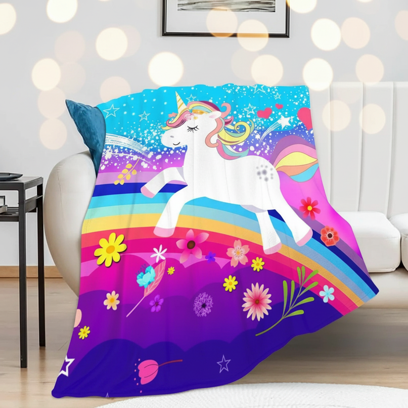 floral unicorn throw blanket - lifestyle