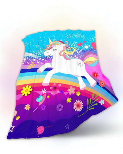 floral unicorn throw blanket - white-bg