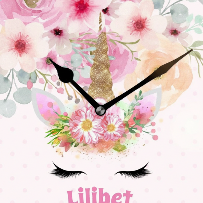 floral unicorn wall clock - detail